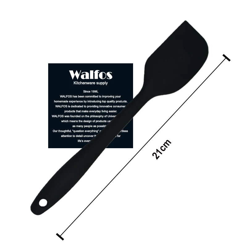 WALFOS пищевая антипригарная силиконовая лопатка для приготовления пищи, набор для печенья, кондитерских изделий, скребок, лопатка для выпечки, силиконовая лопатка - Цвет: WAFLOS black 21cm