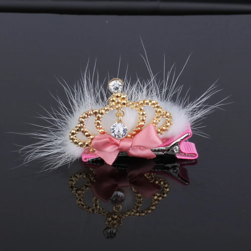 C 2020 Baby Girl Hair Accessories Shiny CZ Golden Crown Kids Hairpins Ribbon Bow Children Princess Clips | Детская одежда и обувь