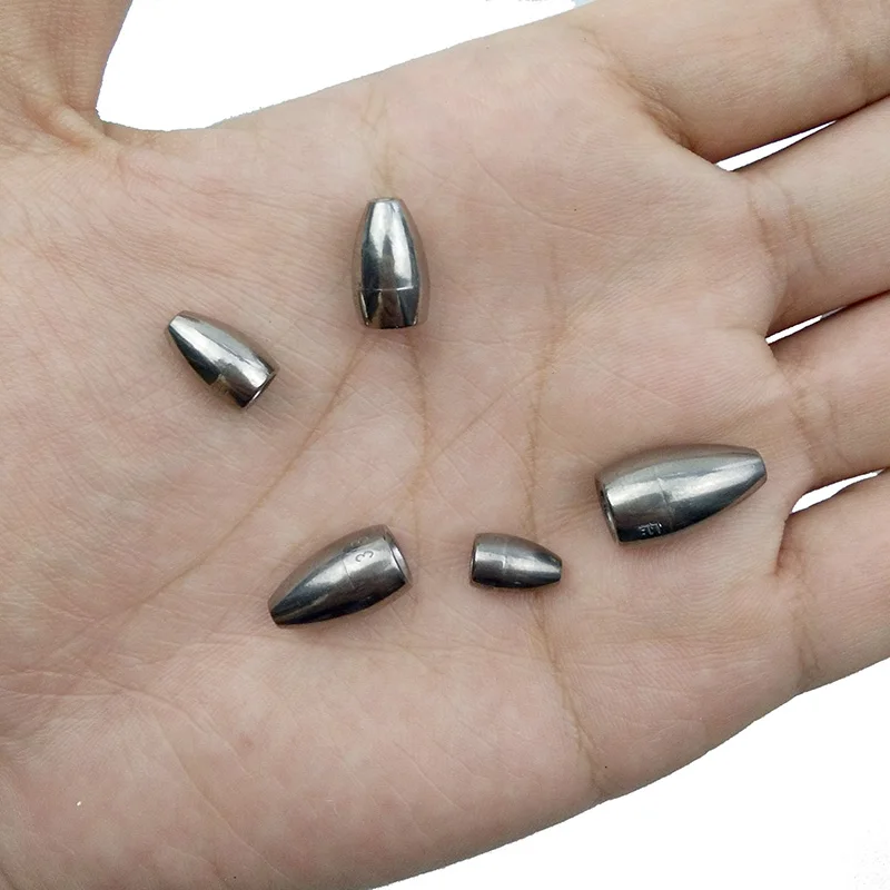 5pcs 100% Tungsten Bullet Fishing Sinker For Texas Rig Silver Plastic Worm Inline Weights Casting Bank Sinkers | Спорт и развлечения