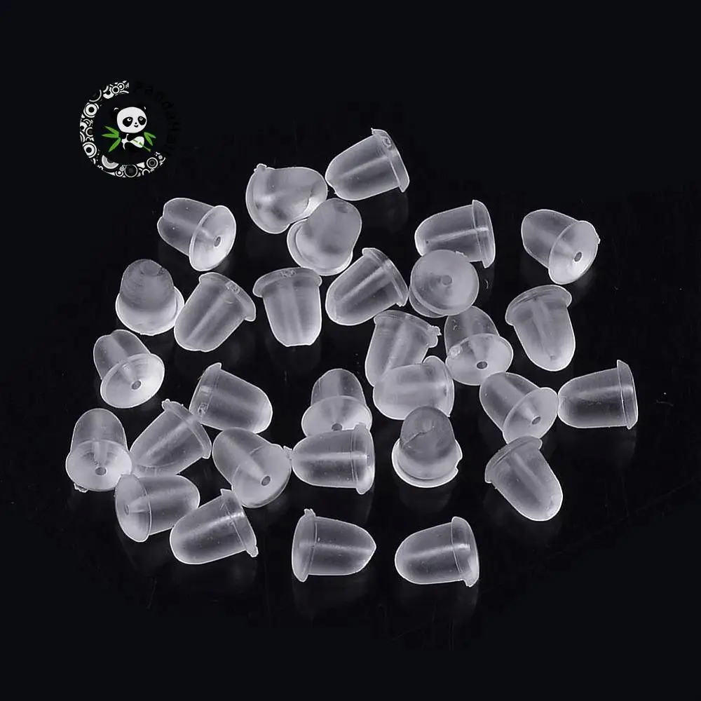

Plastic Earring Earnuts Earrings Backs, Clear, 4x4mm, Hole: 0.5mm