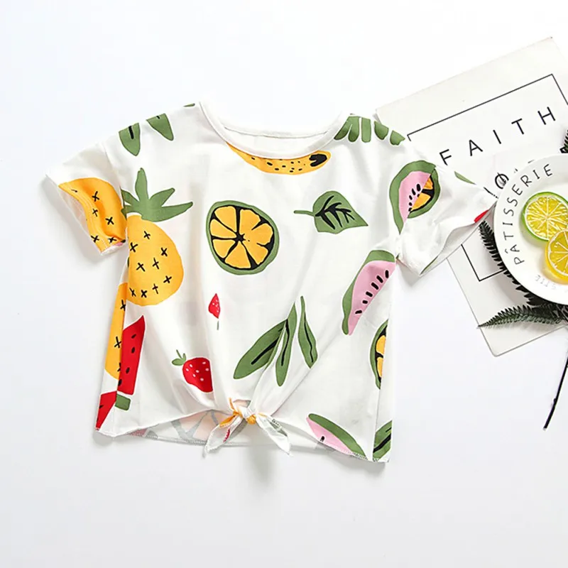 Новинка 2019 детские футболки для маленьких девочек летний топ с принтом фруктов