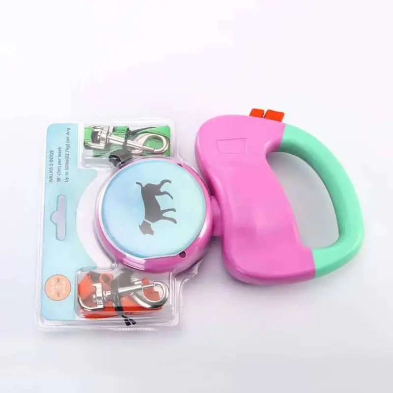 Retractable Leashes Double Pet Leash for Dogs Cats Outdoor Walking Training Leads with Plastic Handle Small Medium Breeds | Дом и сад