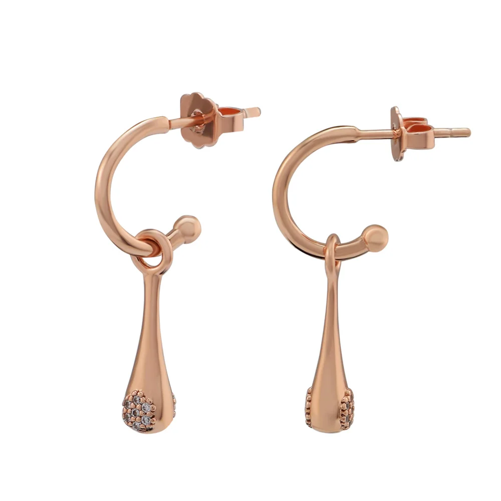 

Modern LovePods Rose Drop Earring with Clear CZ 100% 925 Sterling-Silver-Jewelry Free Shipping