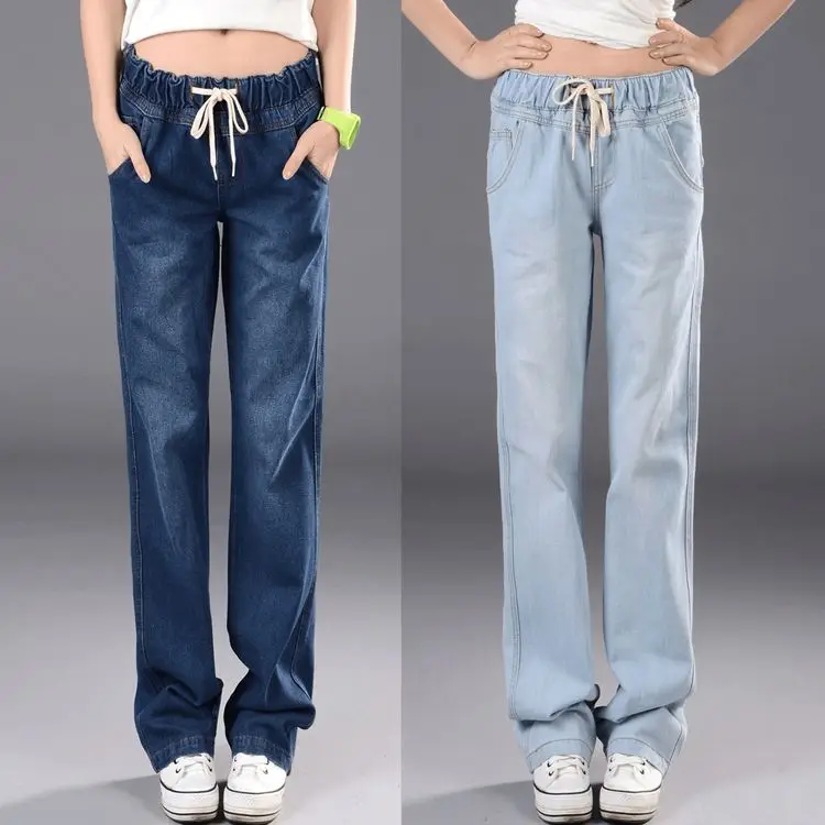 Джинсы широкие - ноги женщины упругие большие талии добавить шерсть ковбой