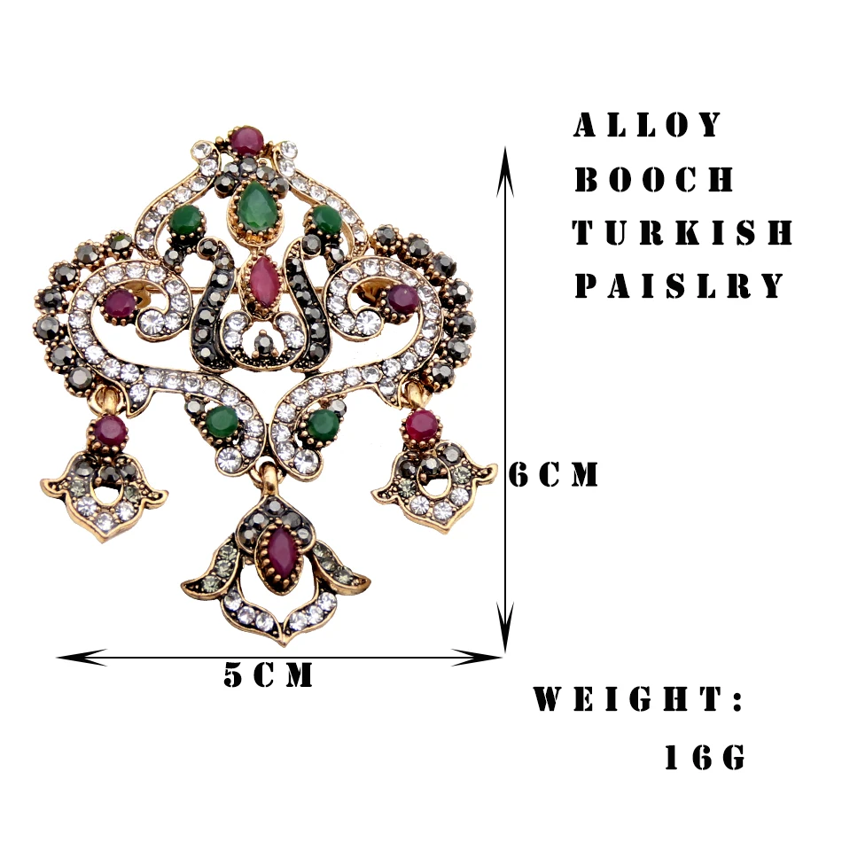 Лучший подарок для женщин античная золотая цветная яркая хрустальная брошь