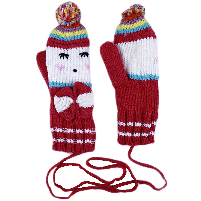 Зимние перчатки с милым мультяшным принтом Женские варежки Invierno Mujer акриловые