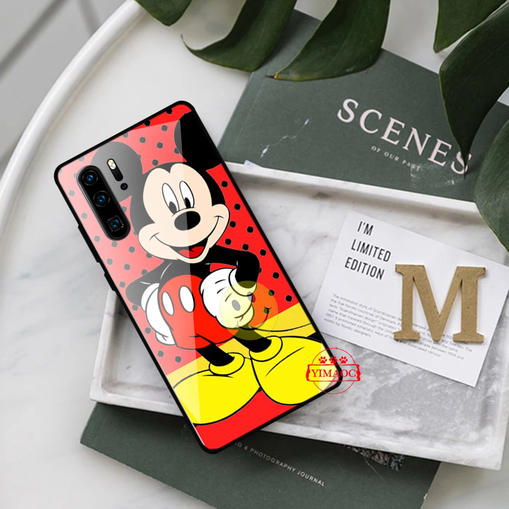 YIMAOC новогодний стеклянный чехол с Микки Минни для Huawei P10 Lite P20 Pro P30 P Smart honor 7A 8X9 10 Y6