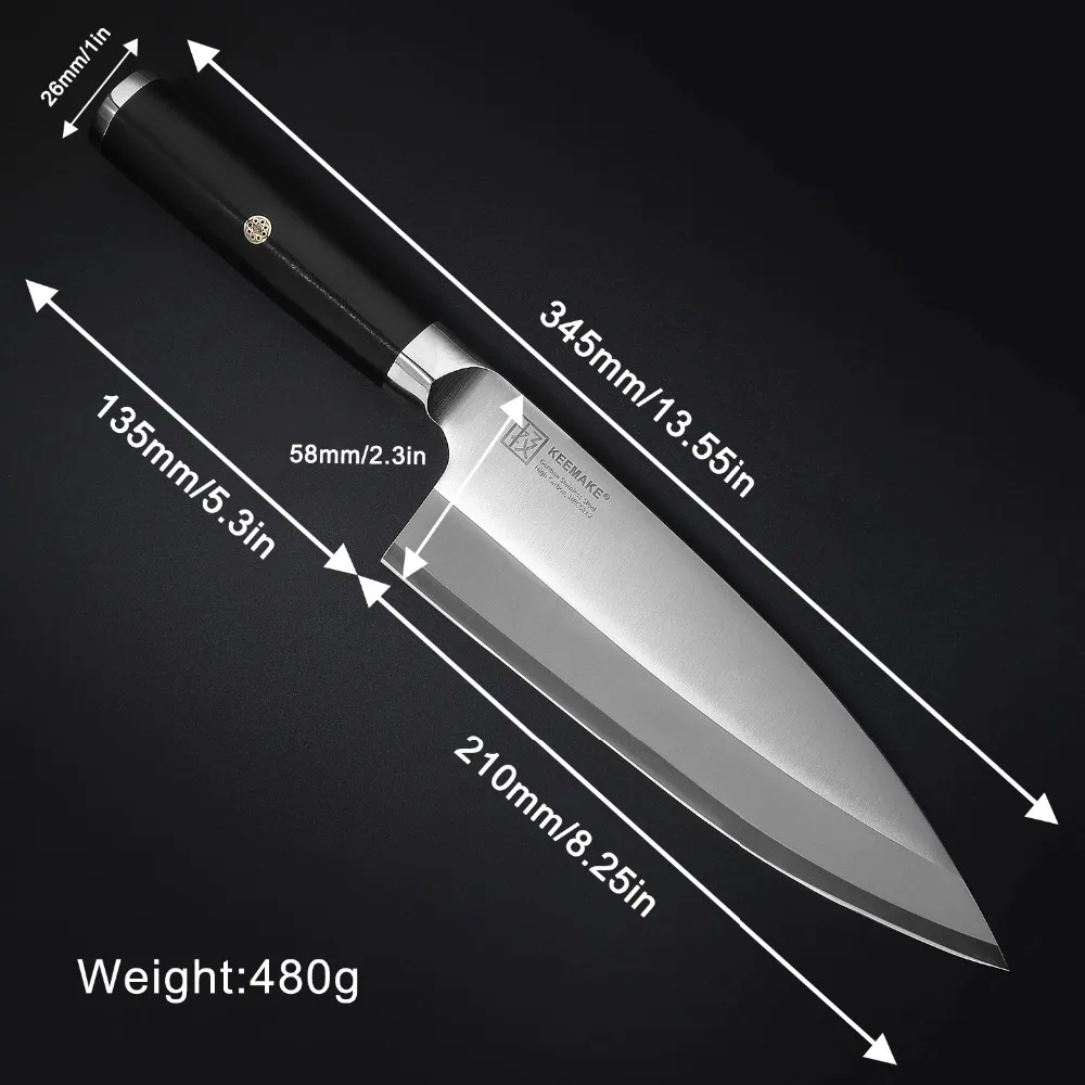 KEEMAKE 8,2" /6,5" дюймовый нож Deba для шеф-повара, кухонные ножи сашими, немецкие 1,4116 стальные бритвы с острым лезвием G10, нож для резки с ручкой