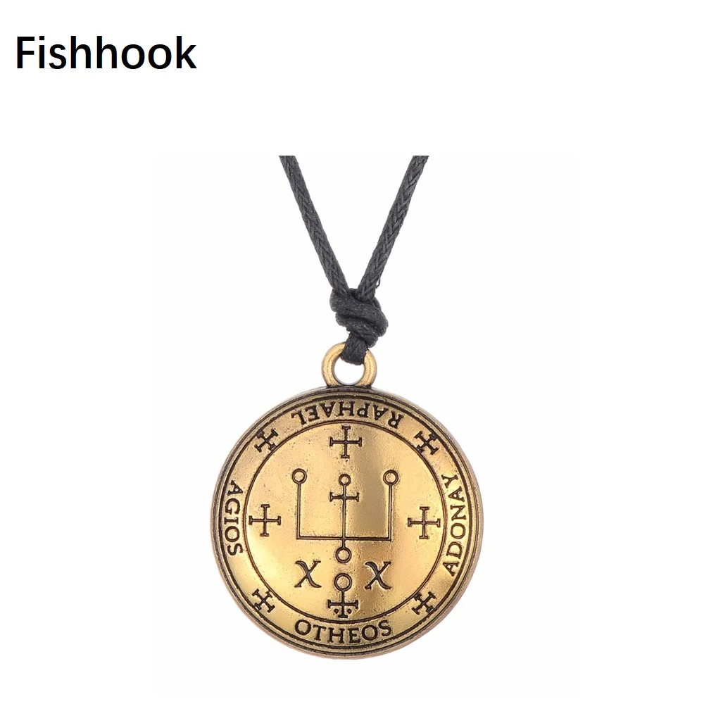 Fishhook Женское Ожерелье-амулет Sigil of Archangel Raphael Enochian винтажное ювелирное изделие |