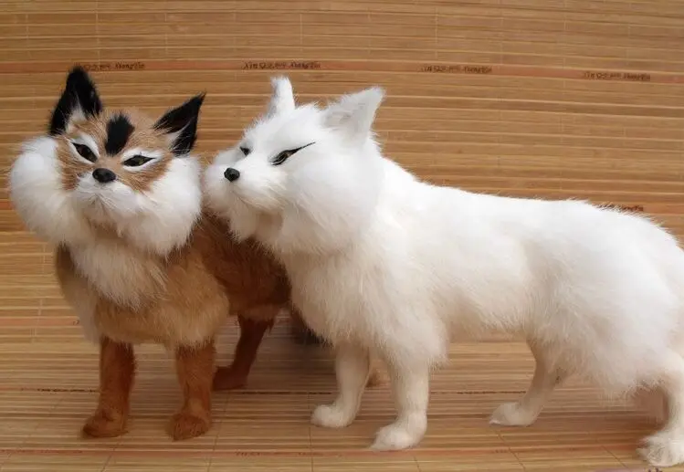 Большая модель искусственной лисы 35x12x23 см, полиэтилен и мех лисы, ручная работа, реквизит, украшение для дома, подарок a1735