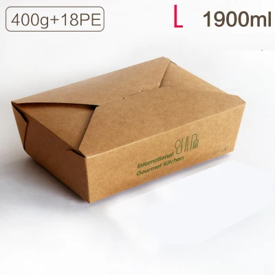 Brown L 100 шт Изысканные кухонные одноразовые пищевые контейнеры бумажная упаковочная коробка еда для фаст-фуда магазин ресторан поставщик - Цвет: Brown L