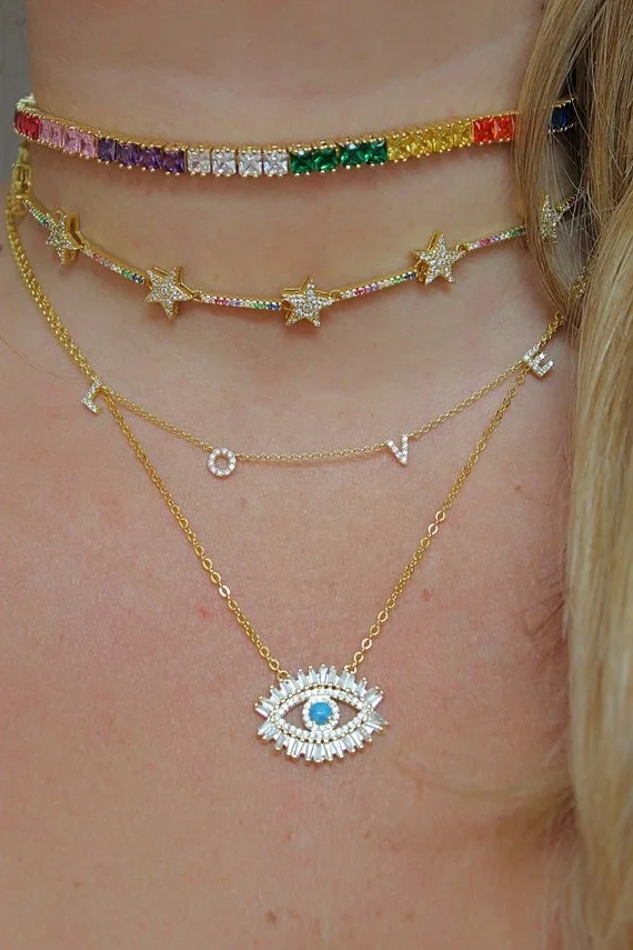 Эффектные ожерелья со сглаза золотистого и голубого цвета ювелирные изделия для