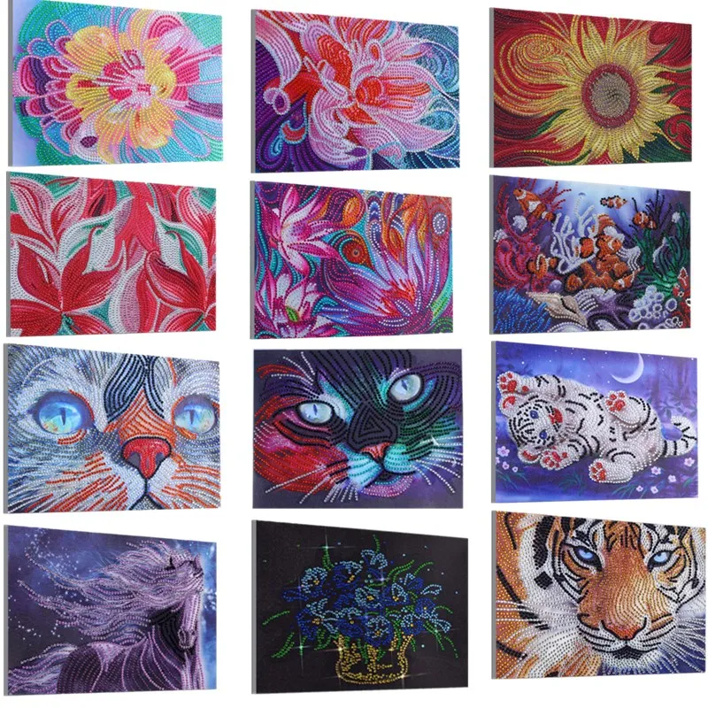 

Special Shaped Diamond Painting Sunflower Horse Tiger Elk Animals DIY 5D Partial Drill Crystal Rhinestone Arts Cross Stitch Kits