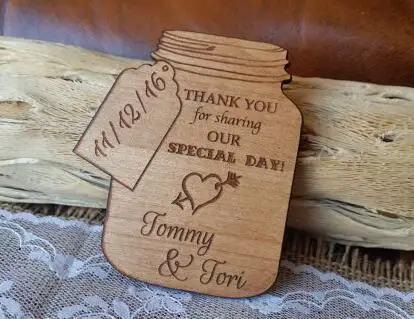 

personalized mason jar Wedding wooden Save the Date Magnets bridal shower party favors company gifts thank you tags