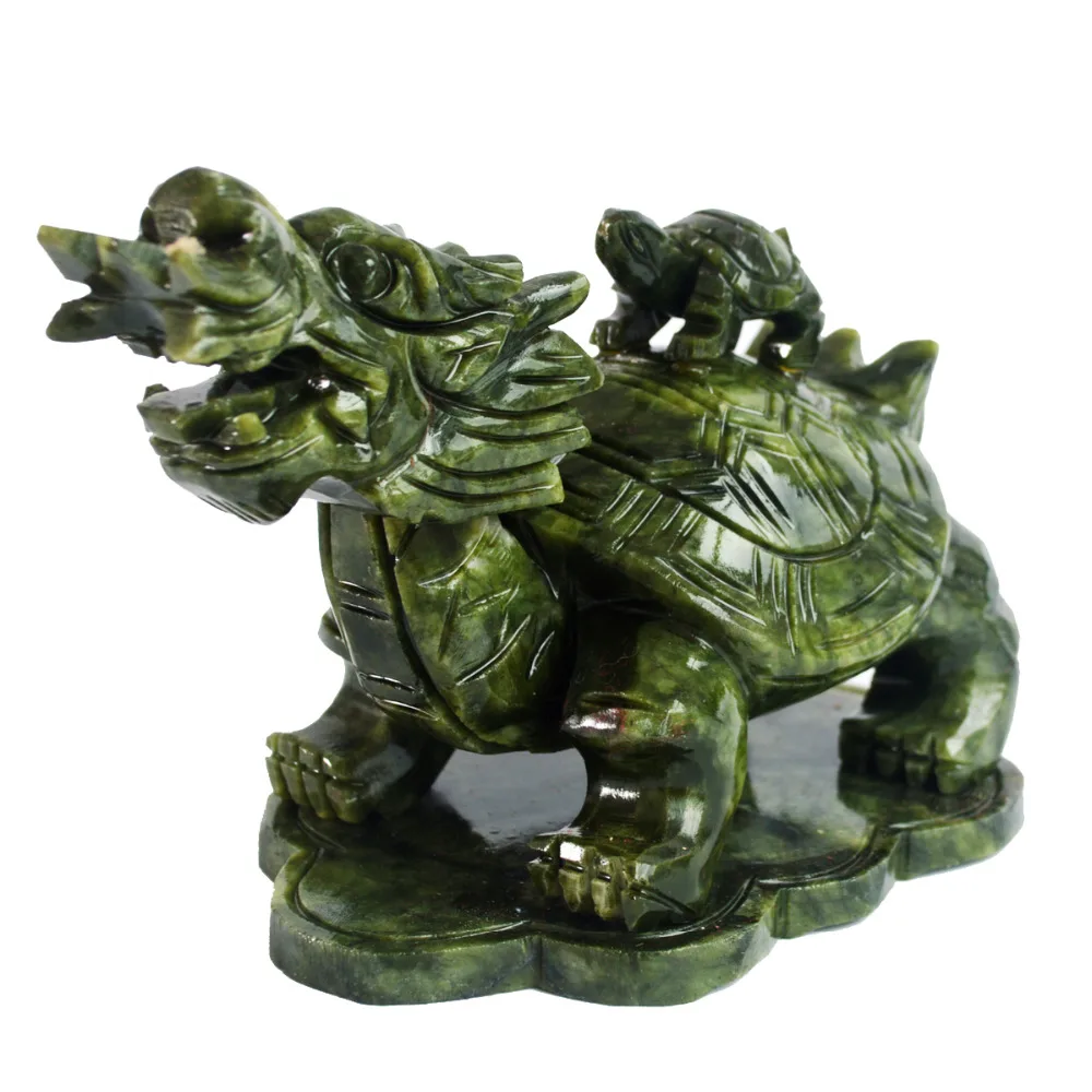 

Feng Shui Big Green Jade Dragon turtle For Wealth J2112