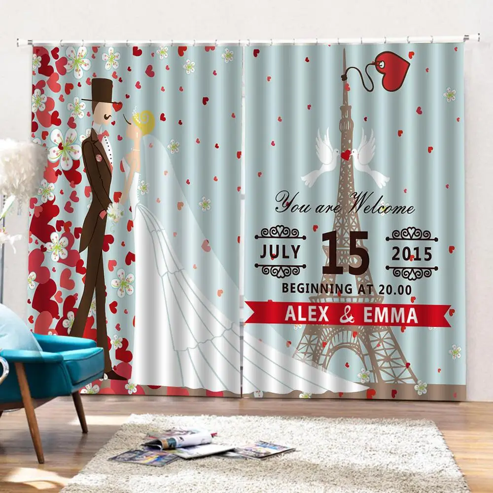 

romantic couple curtains for wedding room Luxury 3D Window Curtains Living Room wedding bedroom