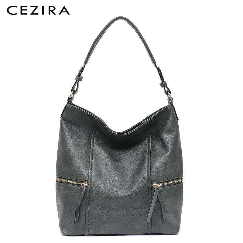 CEZIRA, новые модные женские сумки-Хобо на плечо для женщин, карман на молнии, Высококачественная брендовая стильная повседневная большая сумка-хобо, сумка через плечо