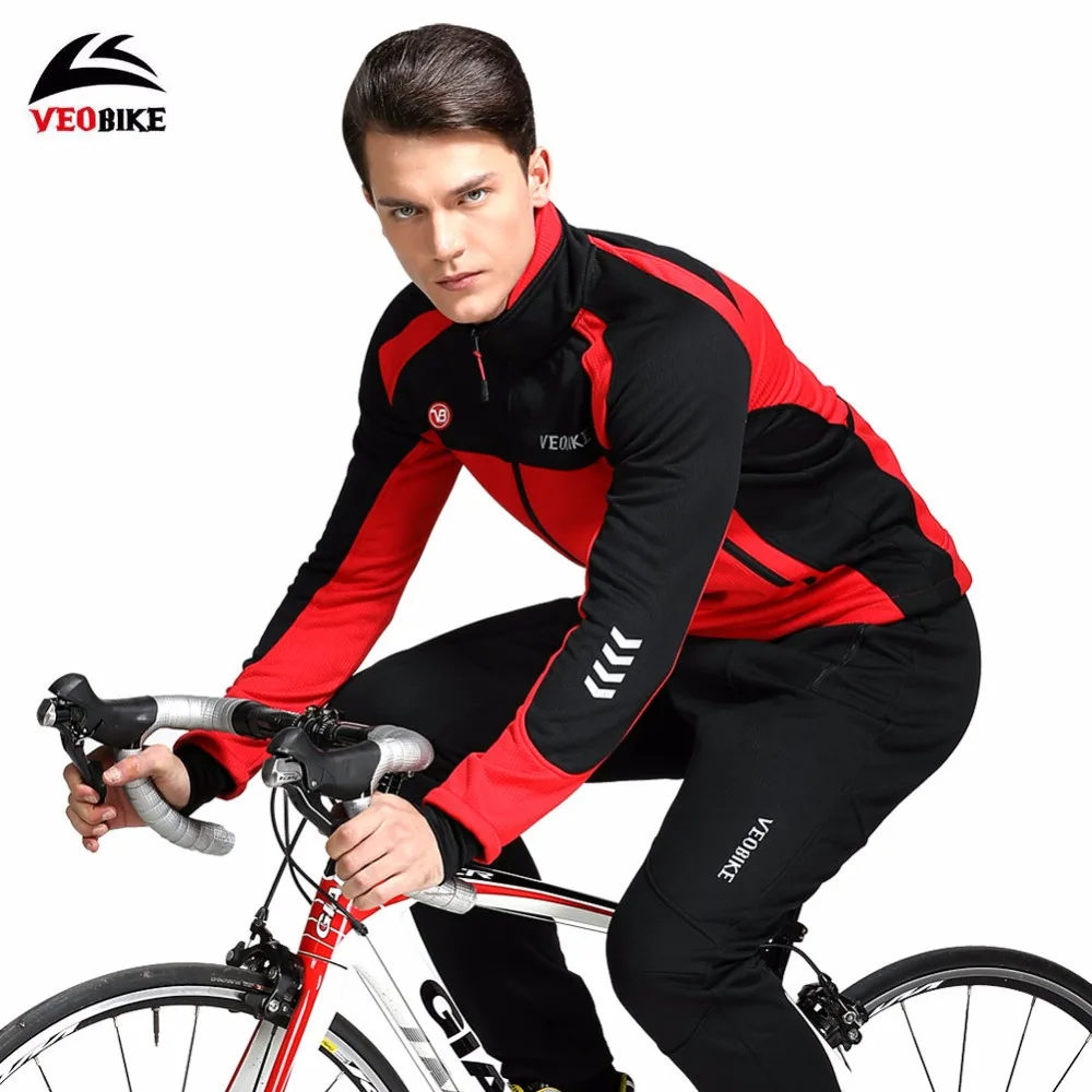 VEOBIKE 2018 Windproof Men Cycling Jacket Set Bike Winter Fleece Clothing MTB bicycle Jersey rainproof Ciclismo Maillot | Спорт и