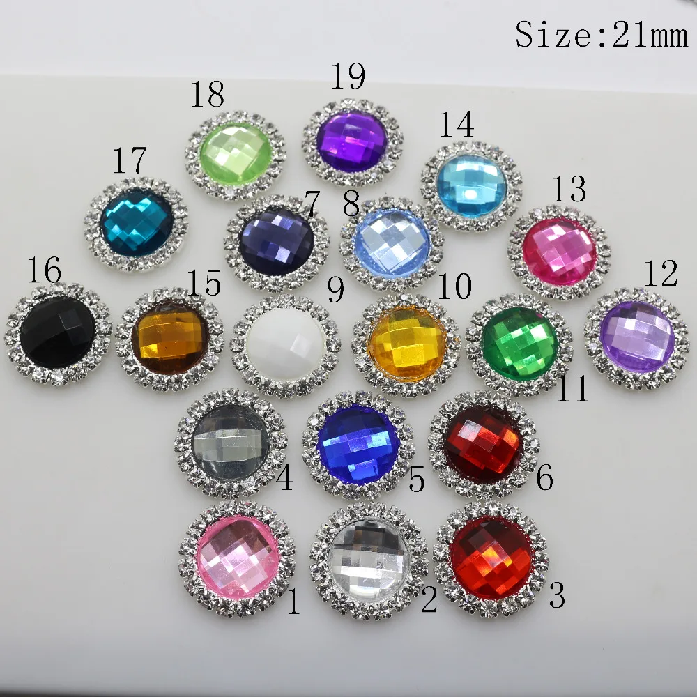 10 шт. круглые акриловые пуговицы со стразами 21 мм|rhinestone buttons|acrylic rhinestone buttonsscrapbook