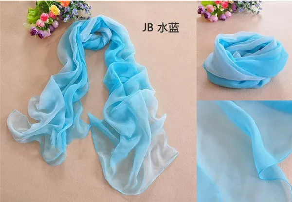 Длинная шифон градиент шелк шарф для женщины весна осень 160 * 50 см|silk scarf dying|silk winesilk