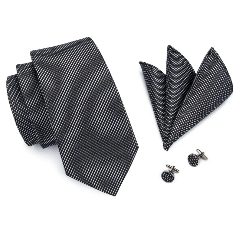 SN-466 черно-белые новые Галстуки Hanky запонки наборы мужские 100% шелковые галстуки