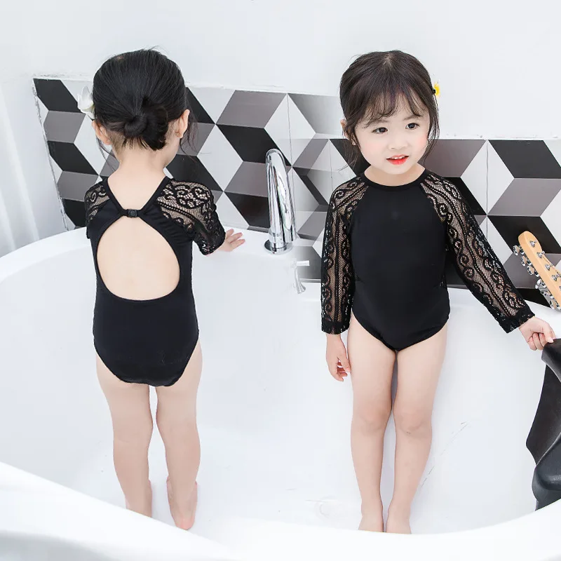 Лето 2021 Одежда для маленьких девочек Боди Модный кружевной купальник Милая