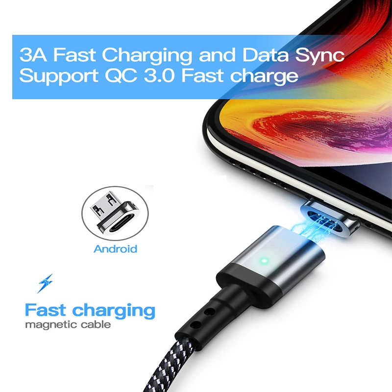 Suntaihoмагнитный зарядный кабель usb зарядка для телефона Зарядное устройство Micro USB кабель Быстрая зарядка USB кабель для передачи данных для Xiaomi huawei Android мобильного телефона кабель Micro usb
