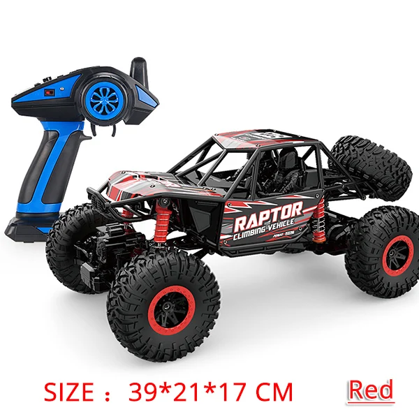 Red 39cm Радиоуправляемая машина 4WD 2,4 GHz на радиоуправлении, светодиодные детские игрушки, ралли, скалолазание, скоростная машина, на дистанционном управлении, модель внедорожника - Цвет: Red 39cm