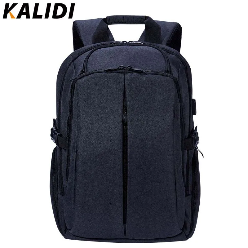 Black Kalidi 17 дюймов ноутбук рюкзак для подростков брендовая Для мужчин рюкзак Школьные ранцы 17.3nch Водонепроницаемый Винтаж рюкзак перемещения рюкзак мужской рюкзак школьный - Цвет: Black
