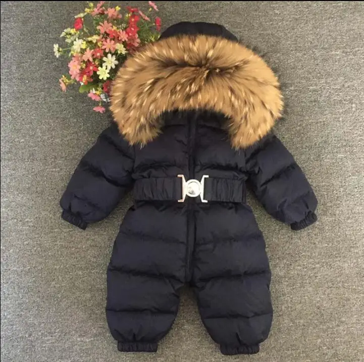 Детский комбинезон с натуральным мехом для мальчиков и девочек 18-4 лет | Детская