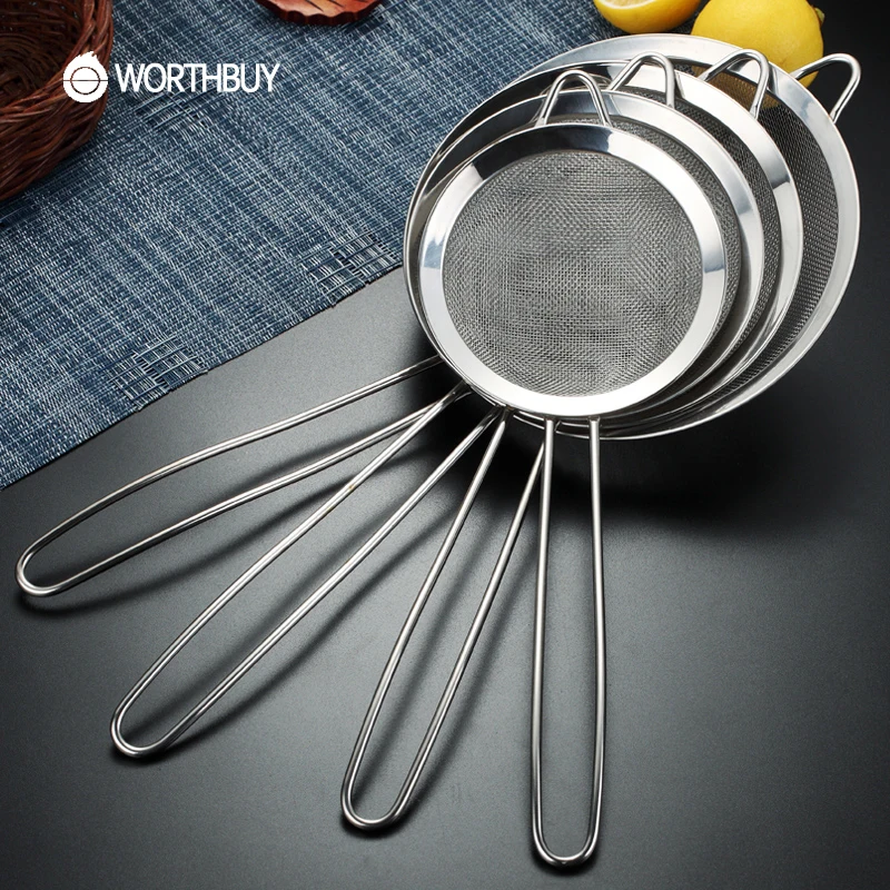 WORTHBUY 304 сито для муки из нержавеющей стали выпечки кухни дуршлаг овощей кухонный