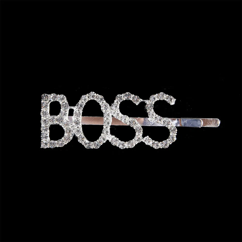 BOSS 1 шт. блестящие очаровательные сексуальные заколки для волос с буквенным принтом заколки для девочек инструмент для укладки заколка для волос алмазная заколка женские аксессуары для волос - Цвет: BOSS