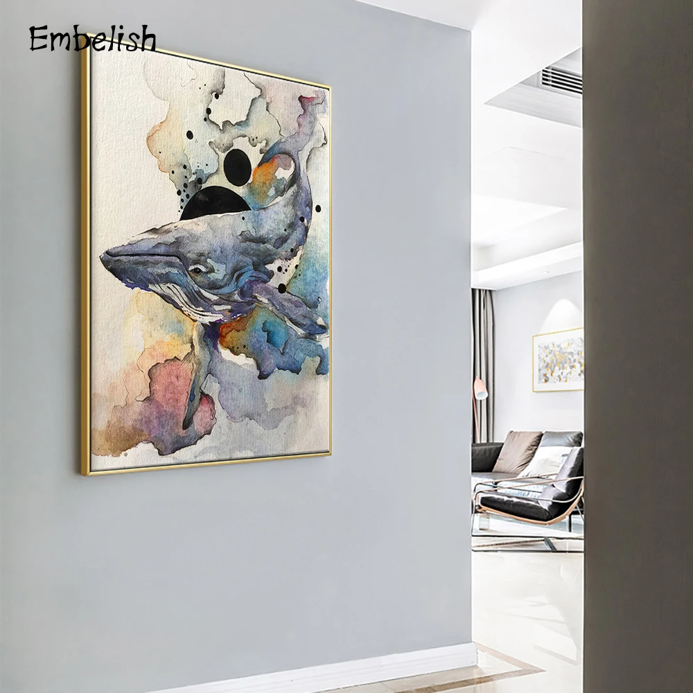 Embelish 1 шт. крутые акварельные киты Настенные рисунки с животными для гостиной