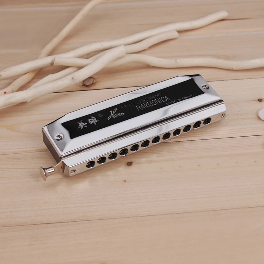 Sliver Hero Harmonica 12 отверстий 48 хроматические гармоники Щепка рот органный C Ключ музыкальный инструмент духовой инструмент подарок для начинающих - Цвет: Sliver