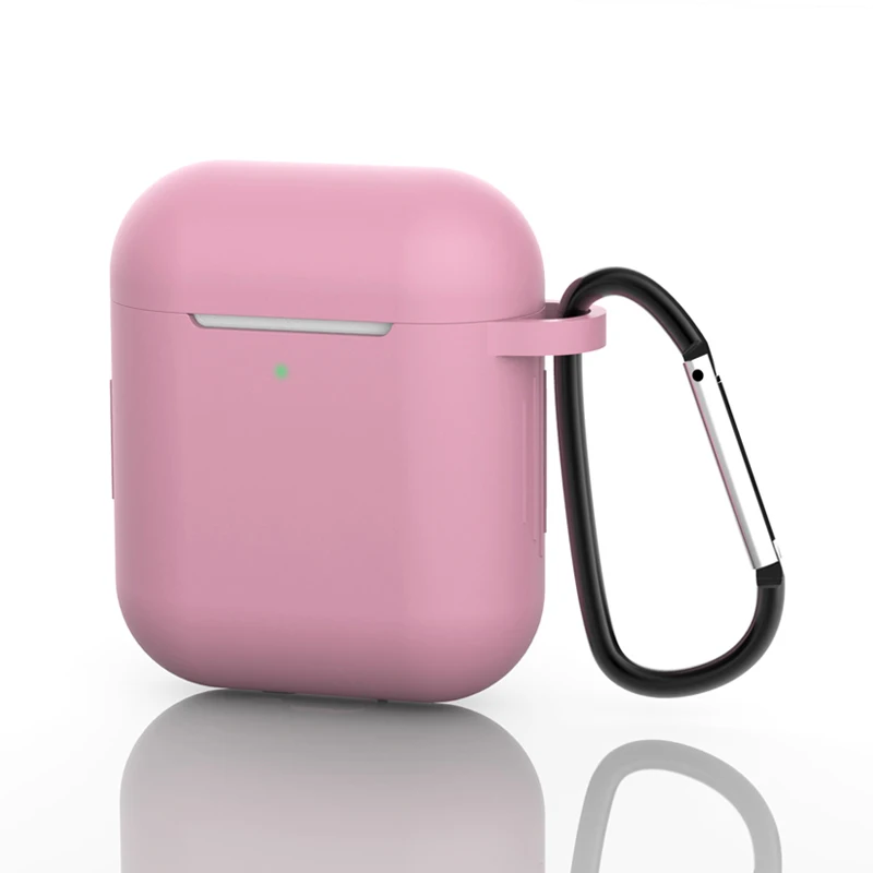 Dark Pink Силиконовые чехлы для Airpods 2-й защитный чехол для наушников чехол для Apple AirPods 1/2 Air pods 2 ударопрочный чехол с крюком - Цвет: Dark Pink