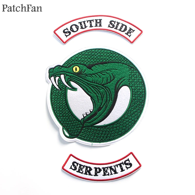 Patchfan TV-SHOW ривердейл зеленая змея Southside Serpents нашивки железа на para рубашка сумка Одежда Куртка вышитый значок A1132