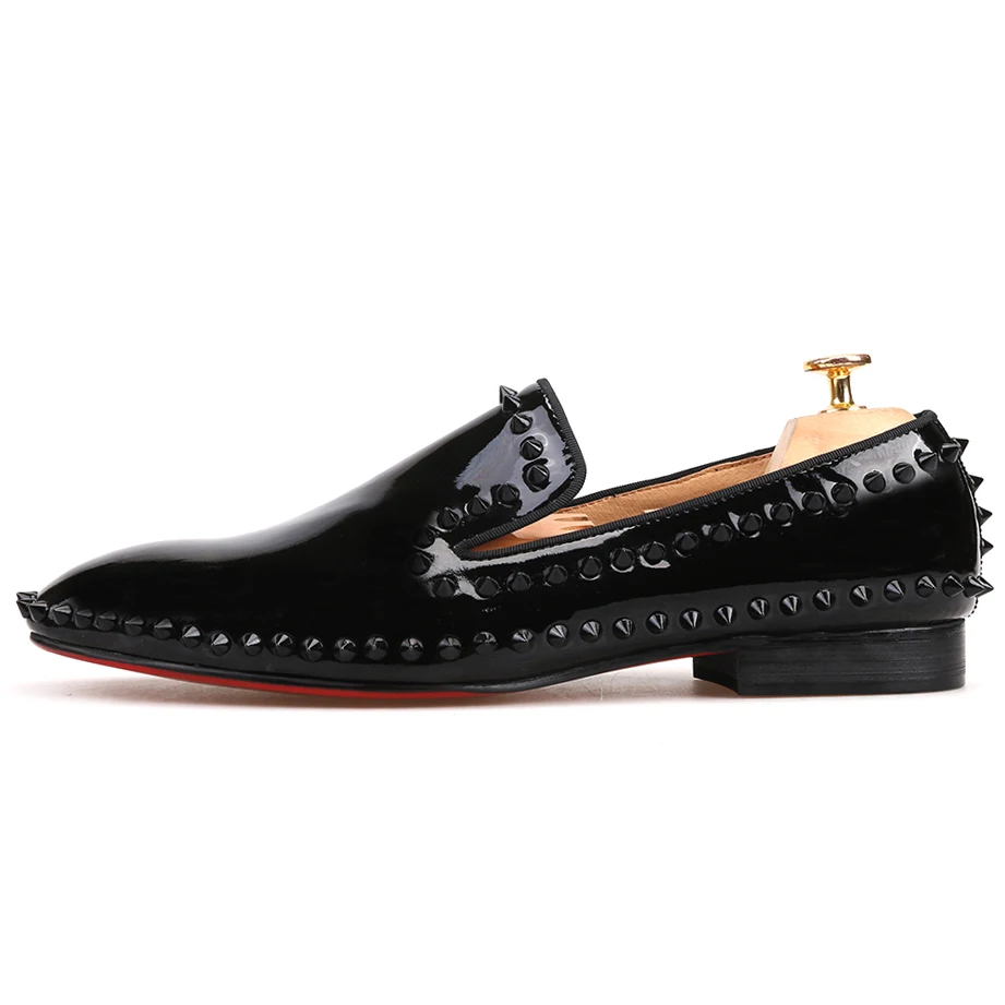 Мужские лоферы из лакированной кожи Jeder Schuh черные Лоферы ручной работы с красной