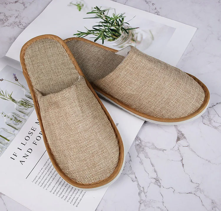 New Home Slippers Hotel Beauty Salon Travel Disposable Slippers Couple Models Linen Soft Comfortable Light Room Slippers Men
