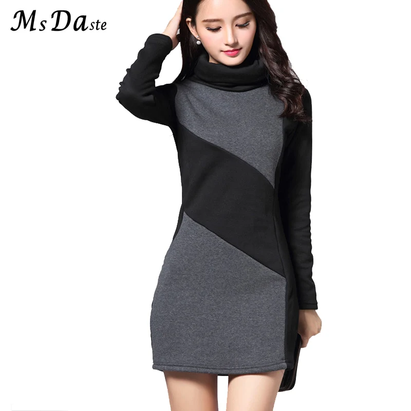 Thicken Winter Women Dress 2019 Velvet Bodycon Lady Tunics Striped Casual Female Vestidos Black Plus Size L~3XL Woman Top | Женская