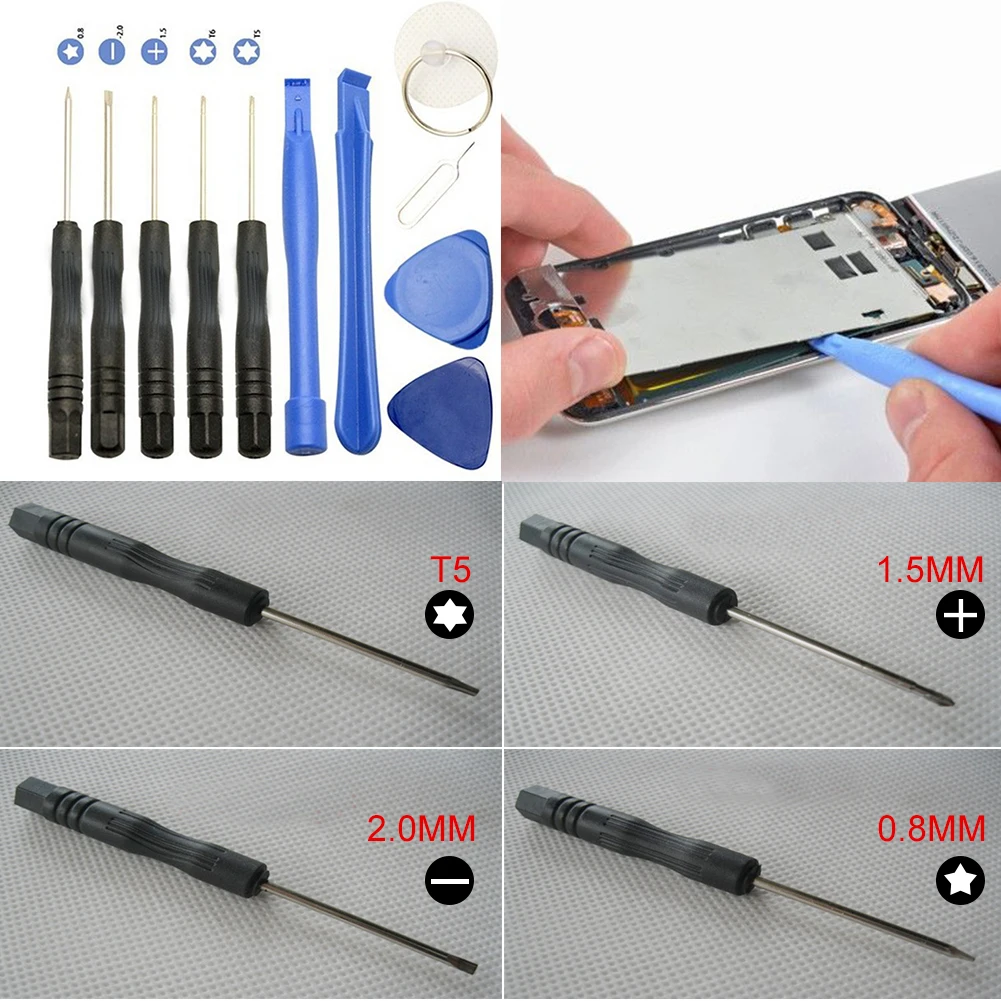 11pcs Mobile Phone Repairing Tool Kit Spudger Pry Opening LCD Repair with 0.8MM2.0MMT5T6 screwdrivers | Мобильные телефоны и