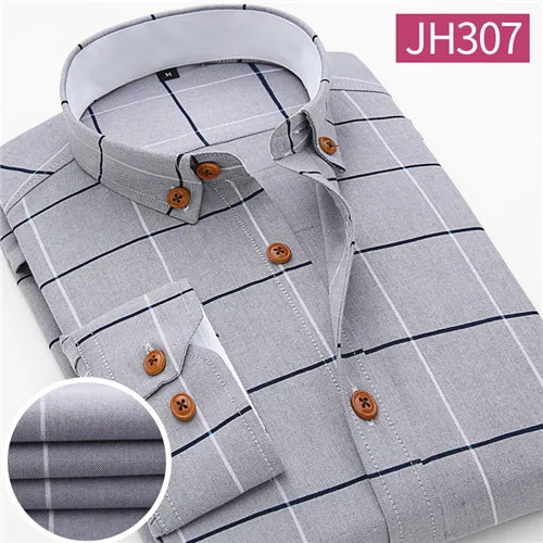 JH307 VISADA JAUNA, мужская рубашка в клетку, повседневная, длинный рукав, официальная, брендовая одежда, деловые рубашки, облегающие мужские рубашки - Цвет: JH307