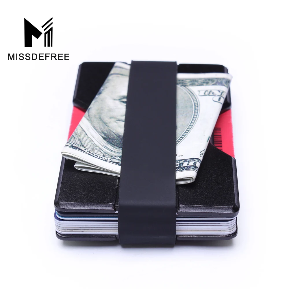 Алюминий с функцией блокировки RFID мини тонкий бумажник металлический зажим для