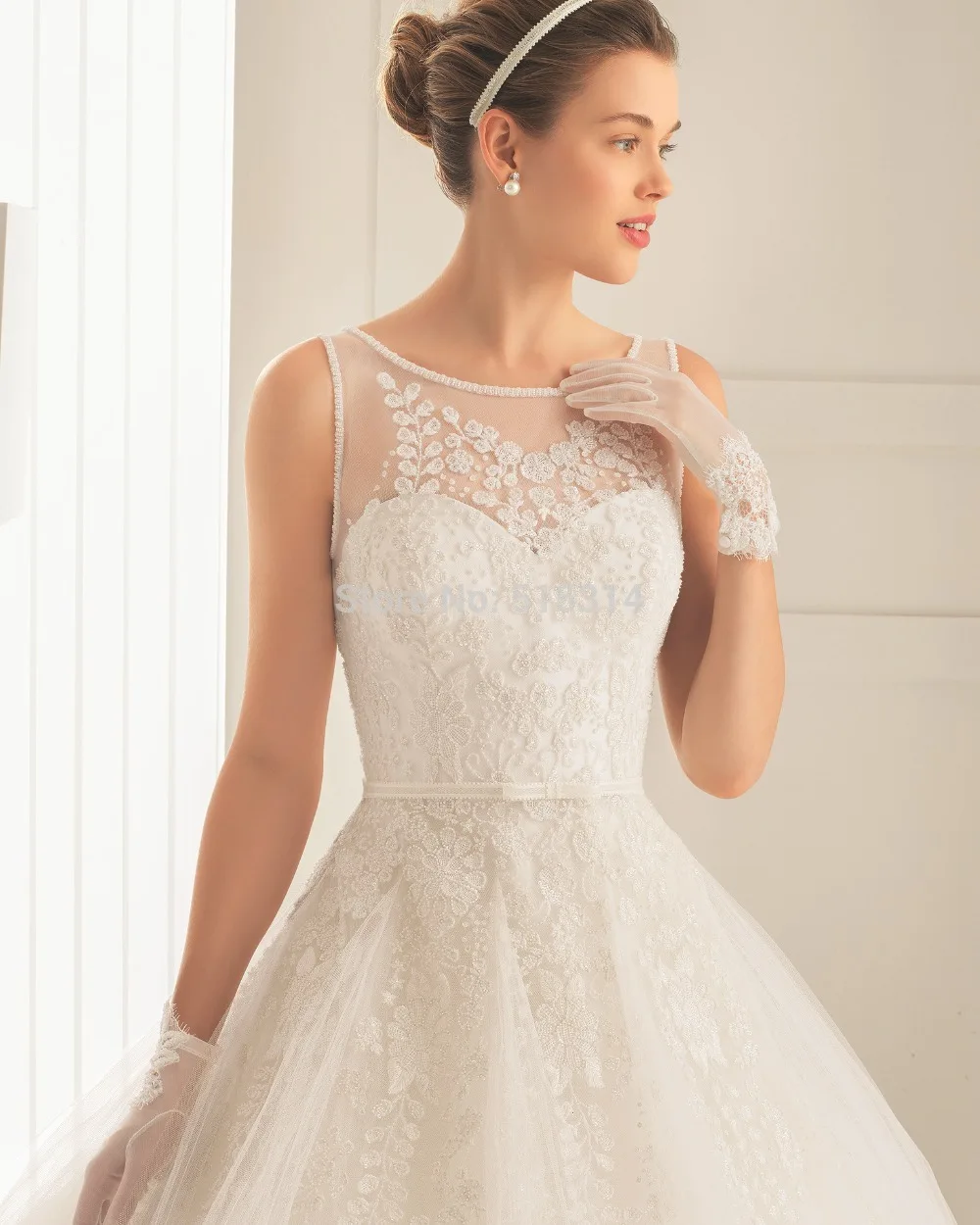 Custom Made 2015 New Princess Scoop Lace Romantic Woman vestidos de noiva Bride Weddings Dresses Free Shipping GV19 | Свадьбы и