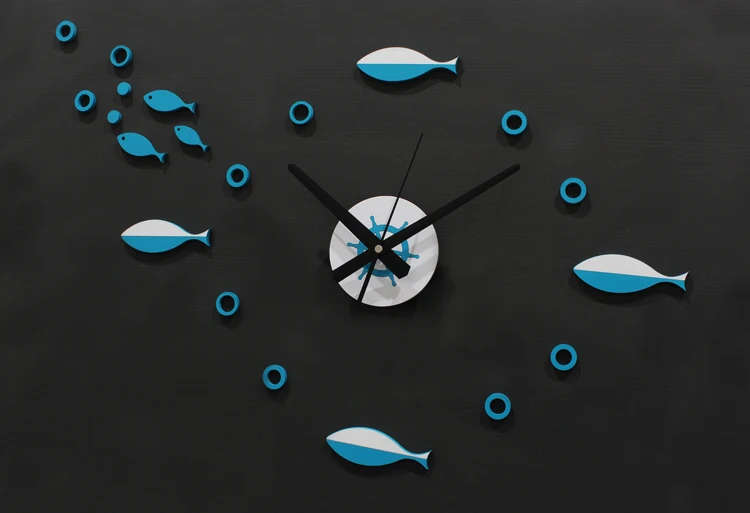 Mediterranean fish Nordic pastoral style DIY fun watch stereo combination wall clock CL025 | Дом и сад