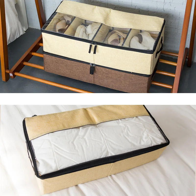 Multi-function chest quilt with a bag of thick cloth art transparent shoe box and anti-dust moisture-proof bed collection b | Дом и сад