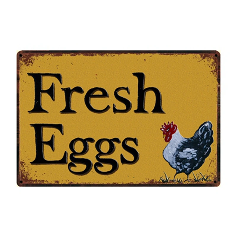 

[ Kelly66 ] Fried Chicken Best In Town Farm Fresh Eggs Metal Sign Tin Poster Home Decor Bar Wall Art Painting 20*30 CM Size Dy77