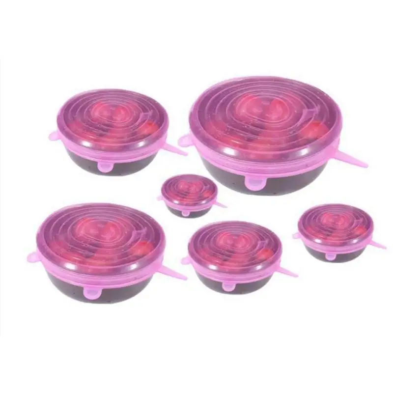 6 шт./компл. силиконовые крышки растягивающиеся из Еда обертывания многоразовые