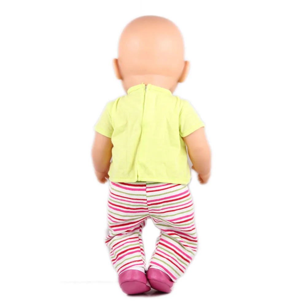Зеленая футболка и Брюки для девочек куклы одежда подходит 43 см BABY born Zapf 18