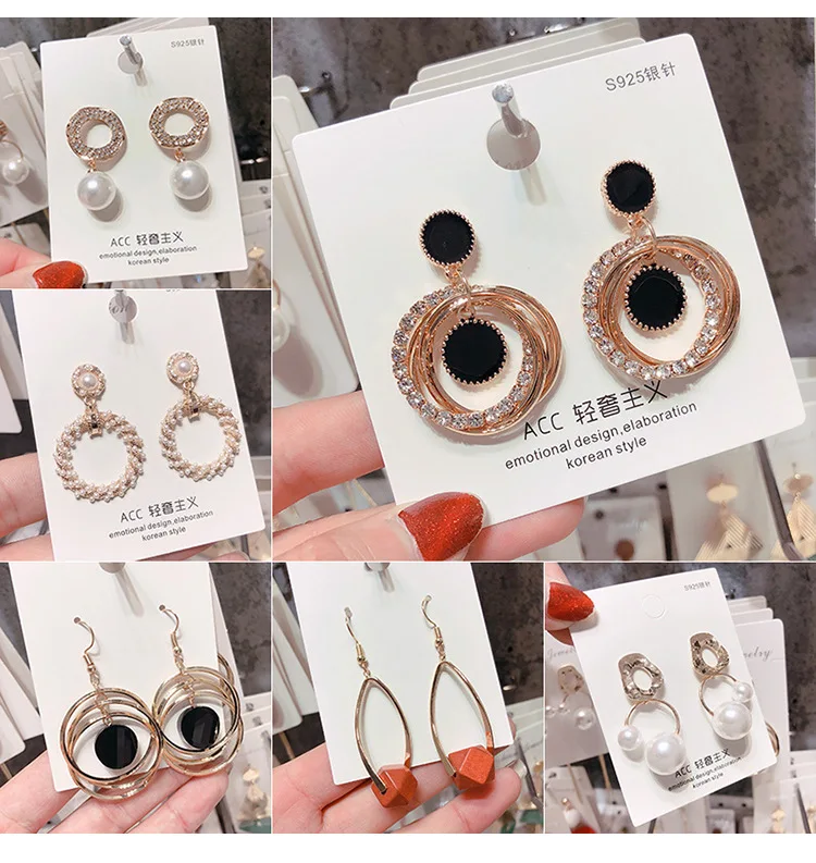 Серебряные иглы длинные женские серьги с жемчугом модные темперамент простые анти-аллергические серьги летние индивидуальные сетчатые украшения