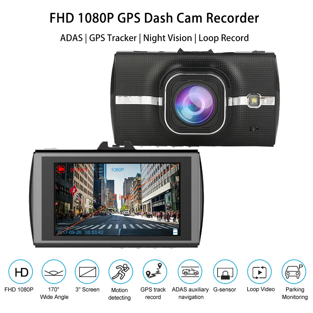 E-ACE Автомобильный видеорегистратор с gps трекером, видеорегистратор Full HD 1080 P, видеорегистратор ADAS LDWS, камера ночного видения, Автомобильный регистратор, видеорегистраторы